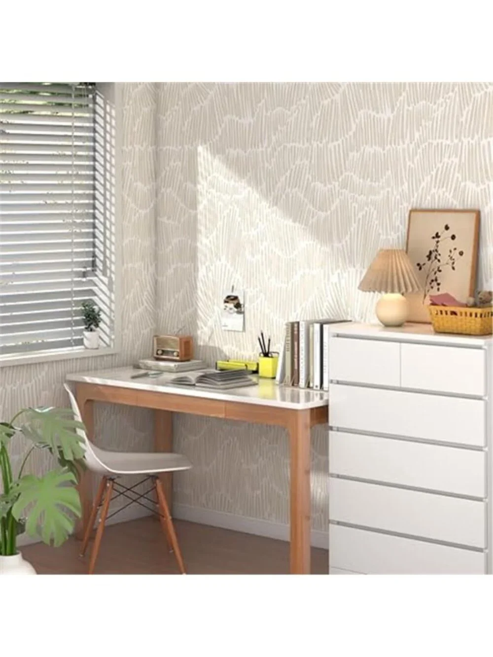 Peel And Stick Wallpaper Beige Stripe Vinyl Waterproof Wall Cover 9.5 Sq Ft